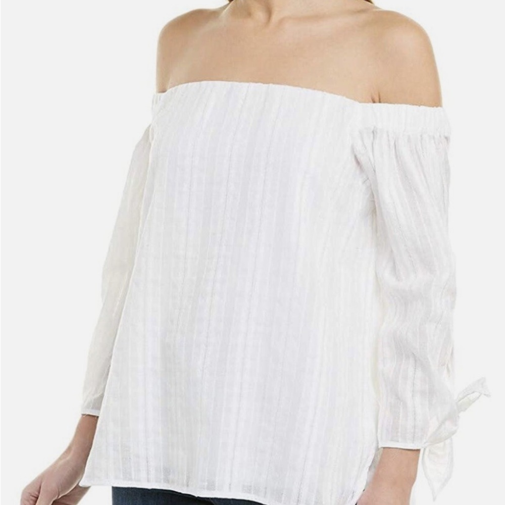 Bailey 44 White Off-Shoulder Blouse with Tie Sleeves - Picture 4 of 16